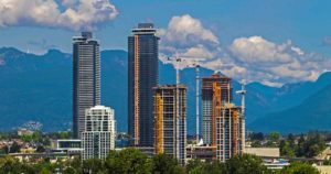 Construction on buildings in Vancouver, British Columbia